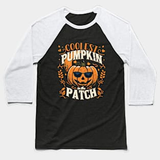 Coolest Pumpkin in The Patch Funny Halloween Baseball T-Shirt